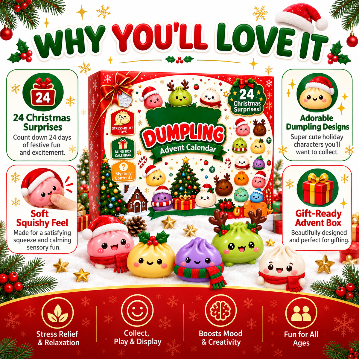 LittleBloomNest™ Dumpling Surprise Advent Calendar — 24 Days of Squishy Fun