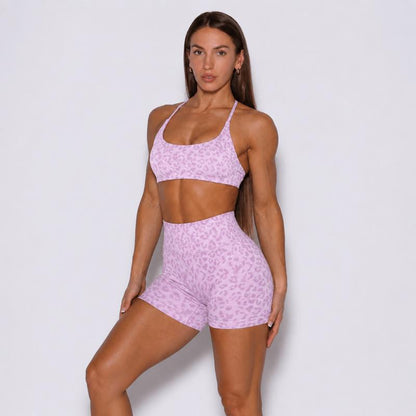 Leopard Print Seamless Activewear Set — Burgundy